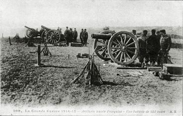 Iconographie - Artillerie lourde française - Une batterie de 155 court