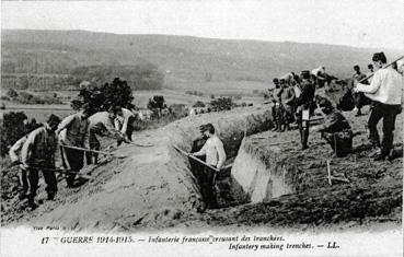 Iconographie - Infanterie française creusant des tranchées