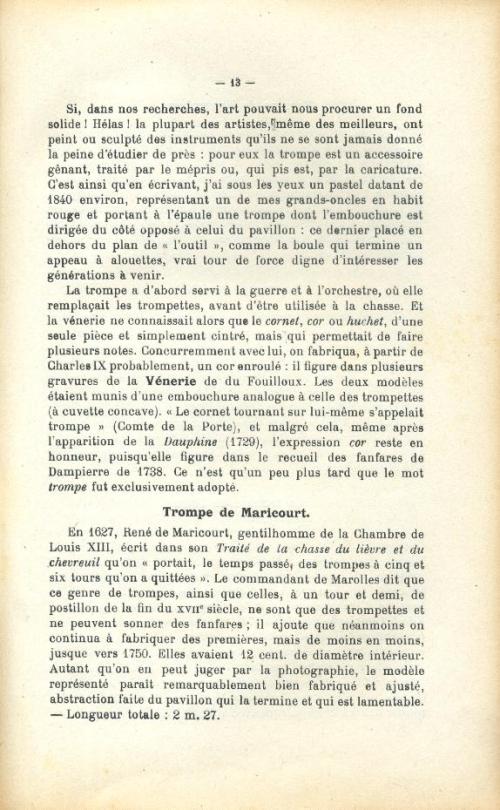 Partition - Histoire abrégé de la trompe de chasse - Description - Fabrication - Choisx d'un instrument 2/13 - Trompe de Maricourt 