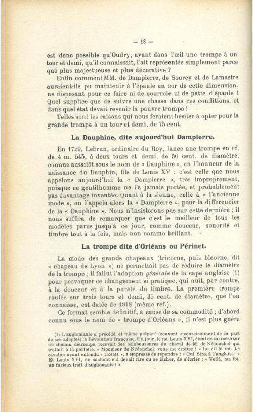 Histoire documentée de la trompe de chasse