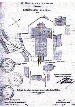 Iconographie - Plan au sol de l'ancienne église détruite vers 1890