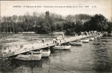 Iconographie - 6e Régiment de Génie - Construction d'un pont de bateaux sur la Loire