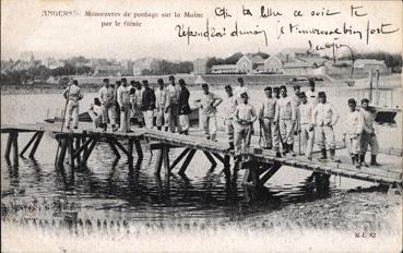 Iconographie - Manoeuvre de pontage sur la Maine par le Génie