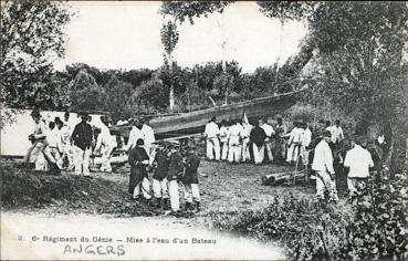 Iconographie - 6e Régiment du  Génie - Mise à l'eau d'un bateau 