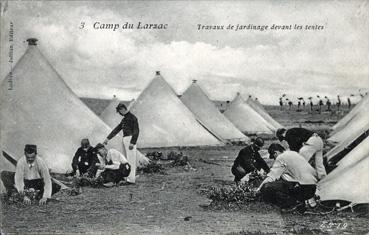 Iconographie - Camp du Larzac - Travaux de jardinage devant les tentes