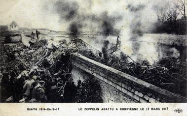 iconographie - Le zeppelin abattu à Compiègne le 17 mars 1917