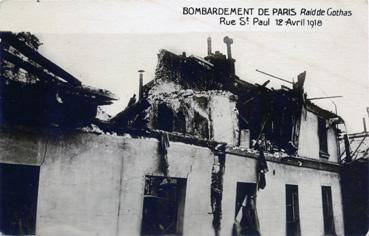 Iconographie - Bombardement de Paris. Raid de Gothas Rue Saint Paul 12 avril 1918