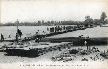 Iconographie - Pont de bateaux du 6e Génie, sur la Maine