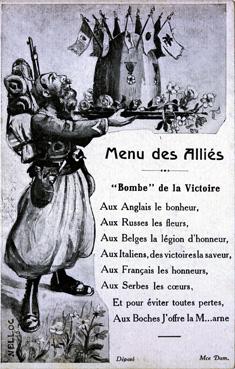 Iconographie - Menu des Alliés - Bombe de la Victoire