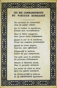 Iconographie - Les dix commandements du Parisien bombardé