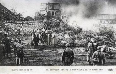 Iconographie - Le Zeppelin abattu à Compiègne le 17 mars 1917