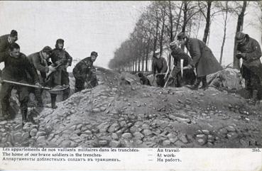 Iconographie - Les appartements de nos vaillants militaires dans les tranchées - Au travail