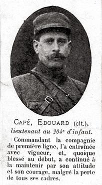 Iconographie - Citation Café Edouard lieutenant au 204e d'Infanteire