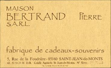 Iconographie - Carte de visite de la SARL Pierre Bertrand