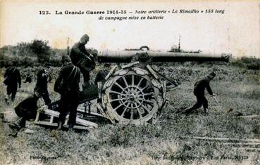 Iconographie - Notre artillerie Le Rimailho 155 long de campagne mise en batterie