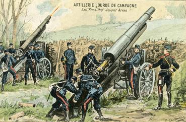 Iconographie - Artillerie lourde de campagne - Les rimailho devant Arras
