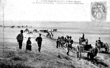 Iconographie - Les rochers du Pont d'Yeu - Charroi de la pierre à marée basse