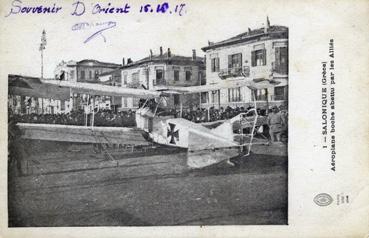 Iconographie - Salonique - Aéroplane boche abattu par les Alliés