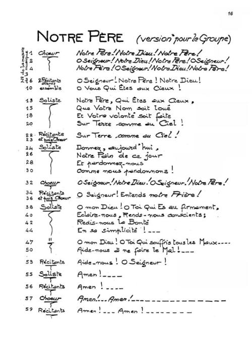 Partition - Messe pour le Débuché de Paris - Notre Père - 3/4 - Paroles - Version pour le Groupe 