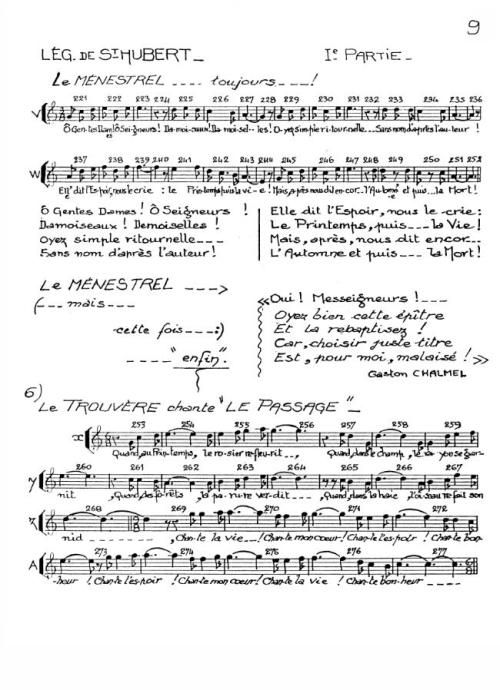 Partition - Légende de Saint-Hubert - 1ère partie - Au donjon du Baron Hubert - Le Ménestrel - (6) Le Trouvère chante 'Le Passage'
