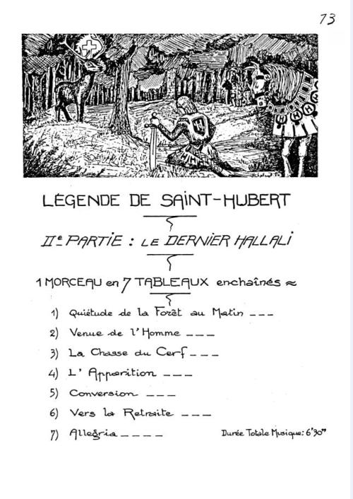 Partition - Légende de Saint-Hubert - 2ème partie - Le dernier Hallali - Sommaire 