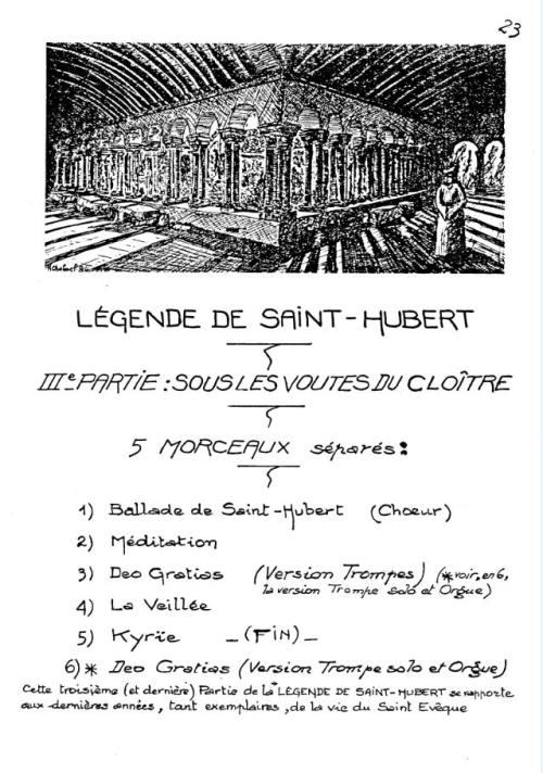 Partition - Légende de Saint-Hubert - 3ème partie -Sous les voutes du cloître - Sommaire 