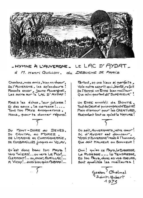 Partition - Lac d'Aydat ( Le) - Hymne à L'Auvergne - 1/3 - Paroles 