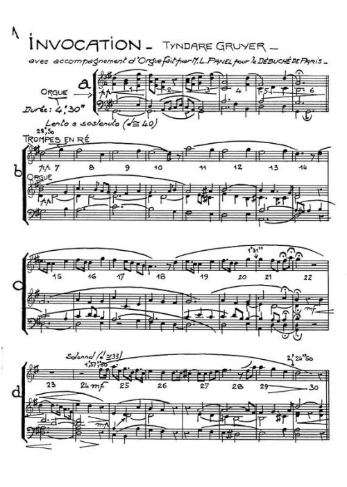 Partition - Invocation de Tyndare - 1/3 - Partition pour 2 trompes et orgue 1/2 