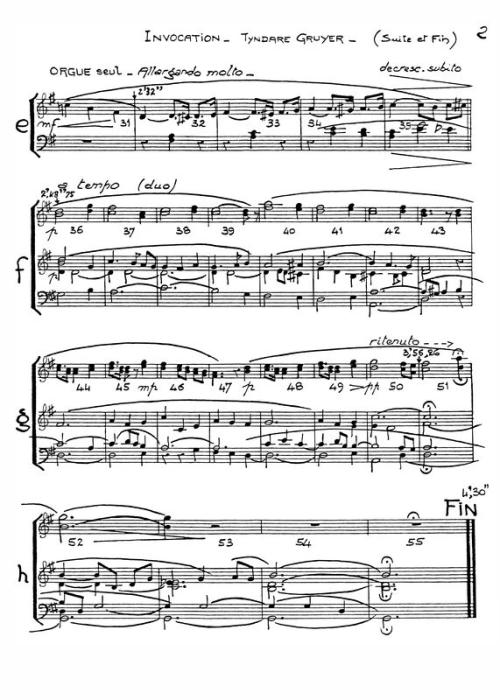 Partition - Invocation de Tyndare - 2/3 - Partition pour 2 trompes et orgue 2/2 