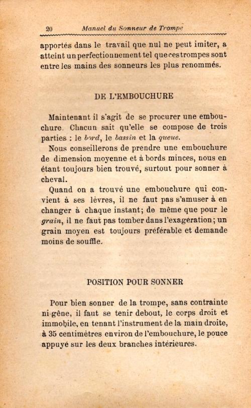 Partition - De la trompe 4/4 - De l'embouchure - Position pour sonner 1/2 