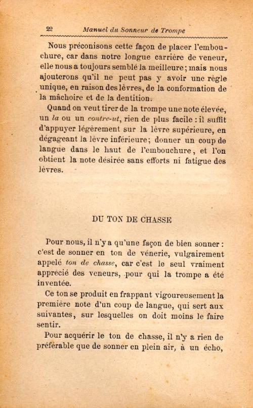 Partition - Placement de l'embouchure 2/2 - Du ton de chasse 1/2 