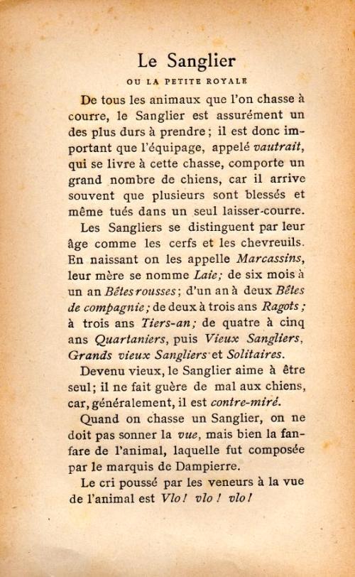Partition - Sanglier (Le) ou la Petite Royale - Commentaires 