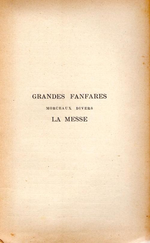 Partition - Grandes Fanfares - Morceaux Divers - La Messe 