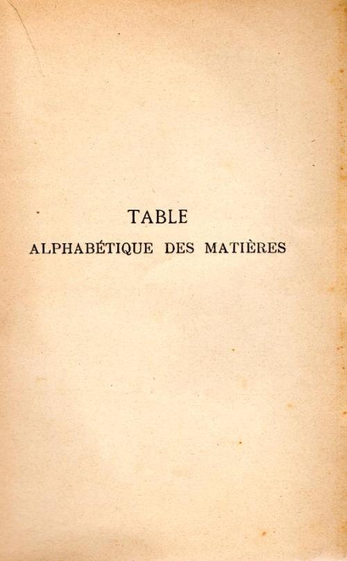 Partition - Table Alphabétique des Matières + 1 page vierge 