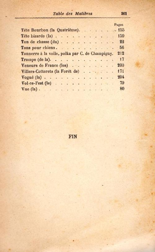 Partition - Table Alphabétique des Matières 5/5 +1 page vierge 