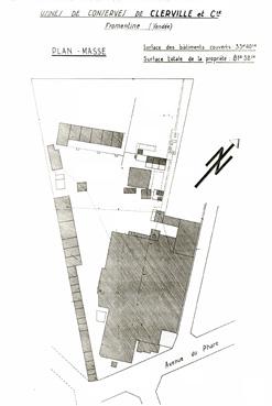 Iconographie - Plan de l'usine de conserve De Clervilles et Cie