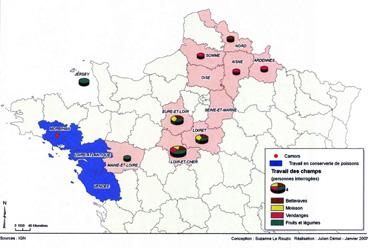 Iconographie - Carte de répartition des saisonniers