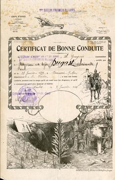 Iconographie - Certificat de bonne conduite d'Alexandre Dugast