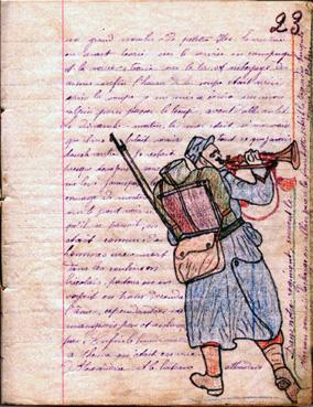 Iconographie - Un Poilu d'un cahier manuscrit de Joseph Potier