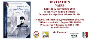 Iconographie - Invitation Mémoires du Poilu Eugène Charrier