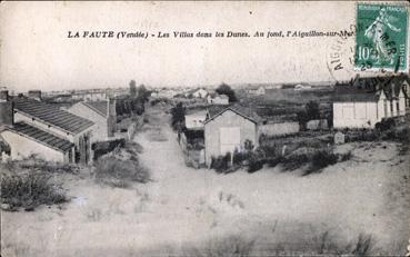 Iconographie - Les villas dans les dunes. Au fond, l'Aiguillon-sur-Mer