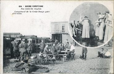 Iconographie - Guerre européenne - Nos amis Anglais - Campement de la Croix-Rouge gare d'Orléans