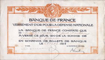 Iconographie - Reçu de la Banque de france