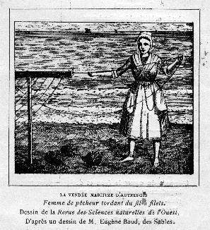 Iconographie - Femme de pêcheur tordant du fil à filet, selon E. Baud