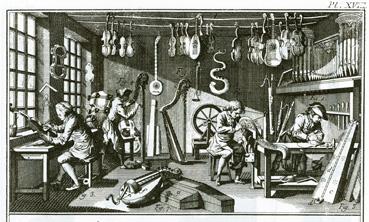 Iconographie - Lutherie, ouvrages et outils, tiré de l'Encyclopédie, de Diderot et d'Alembert