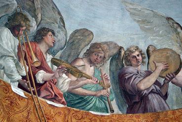 Iconographie - Concert des anges, selon Guido Reni, fresque de l'église Santa Silvia