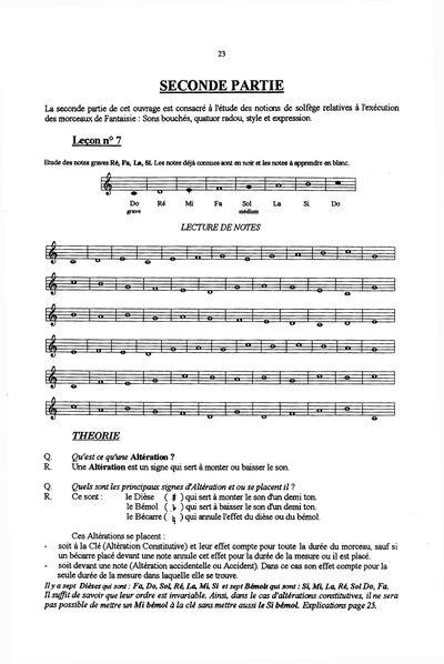 Partition - Seconde partie - Leçon n°7 - 1/2 -Lecture de notes - Théorie