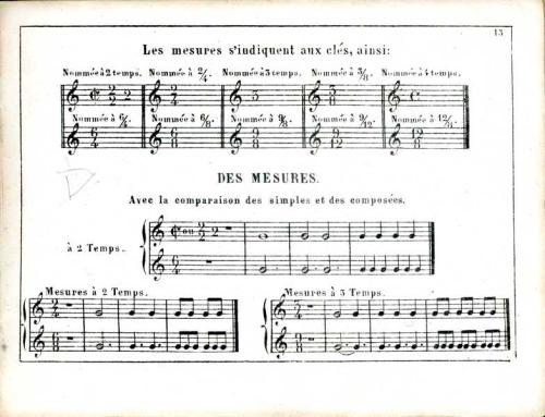 Partition - Principes de musique 6 sur 19 - Traité des mesures 3 sur 5 - Des mesures avec la comparaison des simples et des composées