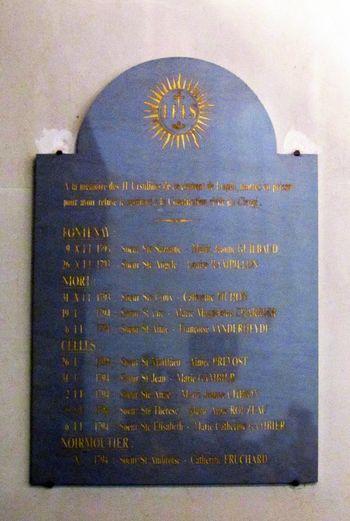 Iconographie - Plaque A la mémoire des 11 Ursulines de ce couvent mortes 