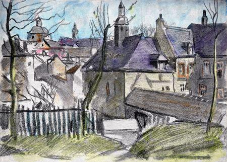 Iconographie - Les toits de Montreuil vues des remparts